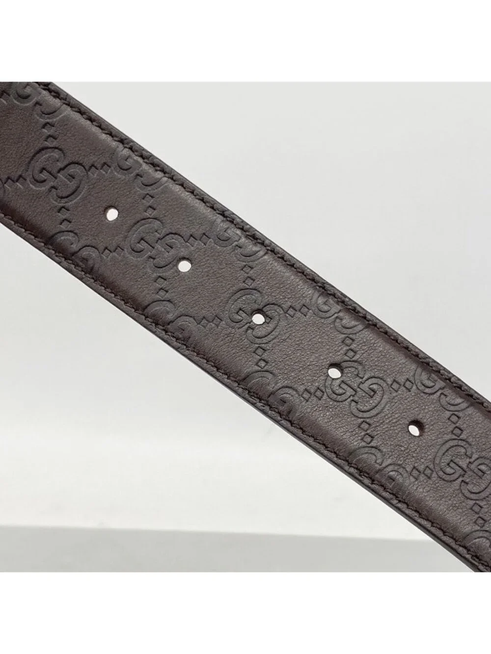 Gucci Belt Interlocking G Leather Brown Silver